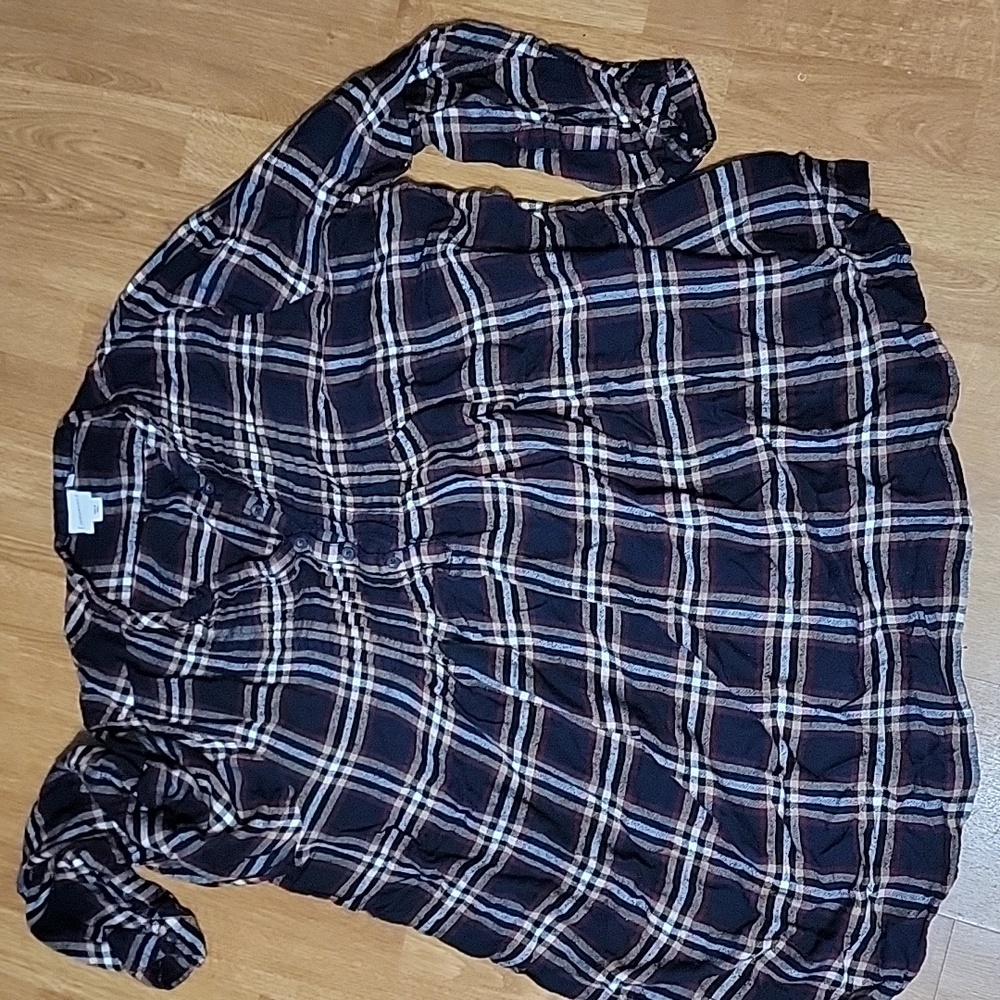Burgundy And Blue Plaid Flannel Tunic 2x